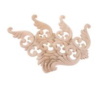 IMIKEYA 4 Pièces Applique en Bois Sculpté à Motif Floral Non Peint, Incrustations Décoratives en Bois Beige, Design Artistique et Robuste pour Projets de Décoration Intérieure