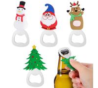 IMIKEYA 4 Pièces Ouvre-bouteille Portable en Acier Inoxydable à L'ambiance Bavaroise pour Fête de Noël, Design Cartoon Père Noël Pratique Boîte Présent Confortable