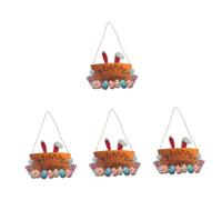 IMIKEYA 4 Pièces Pendentif En Bois De Lapin Manger Signe Décoration Murale Couronne De Pâques Tenture Murale Décor De Porte De Printemps Guirlande De Pâques Décorations De
