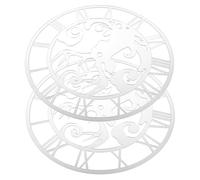 IMIKEYA Autocollants Muraux 2pcs Horloge Murale Décorative Auto-adhésive Miroir Acrylique Ronds Argentés de Cerf pour Décoration de Noël et Hôtel