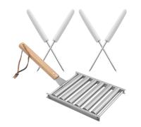 IMIKEYA Barbecue en Acier Inoxydable Portable avec Rouleau à Saucisses, Conception Détachable et Fonction Roulante pour Barbecue de Camping en Plein Air