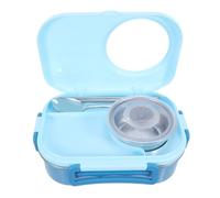 IMIKEYA Boîte à Lunch Bento avec Set de Couverts 3 Compartiments en Acier Inoxydable Légère et Étanche Comprenant Baguettes, Cuillère et Bol à Soupe pour Préparation de Repas