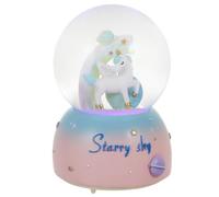 IMIKEYA Boîte à Musique Lumière de Nuit Licorne Magique en Résine et Verre Boule de Cristal Décoration Élégante pour Bureau ou Chambre