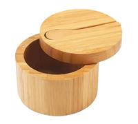 IMIKEYA Boîte à Sel Ronde en Bois Récipient à Condiments avec Couvercle Magnétique Pivotant Compact et Chic Cuisine et Barbecue Extérieur