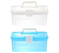 IMIKEYA Boîte de Rangement Plastique Bleue 2pcs pour Outils Artistiques et Faux Ongles, Pratique et Facile à Ouvrir, Étui de Sécurité Portable et Ordonné