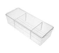 IMIKEYA Boîte de Rangement Plastique Pet Transparente Grand Volume, Design Simple et Élégant à 3 Compartiments pour Organiser Cosmétiques et Remède Bureau ou Chambre