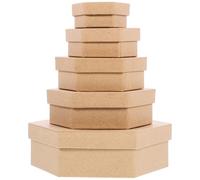 IMIKEYA Boîte Hexagonale en Papier Kraft Robuste Réutilisable pour Présents, Coffret Décoratif avec Couvercle pour Offrir Lors de Différentes Occasions, Set de 5