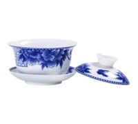 IMIKEYA Bol à Thé Chinois en Céramique 180ml avec Couvercle et Soucoupe Tasse de Thé Kung Fu pour Table de Restaurant ou Repas Décoratif Élégant