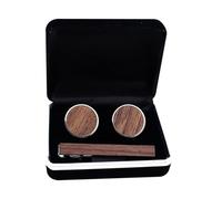 IMIKEYA Boutons de Manchette en Bois Pince à Cravate, Accessoires pour Homme, pour Fêtes, Anniversaires et Réunions