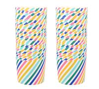 IMIKEYA Caissettes à Cupcakes Jetables et Résistantes à L'huile en Papier Sulfurisé Rayées Colorées Pois Arc-en-ciel, 48 Pièces pour Muffins et Pains Maison Boutique