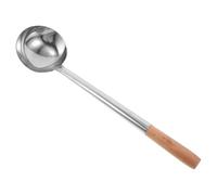 IMIKEYA Cuillère à Wok en Acier Inoxydable Manche en Bois, Grosse Cuillère Cuisine Polie, Facile à Nettoyer, pour Usage Professionnel et Domestique