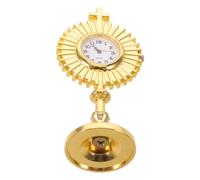 IMIKEYA Horloge de Table 8,6x4,2x3,2 Cm Motif Croix et Engrenages Vintage en Métal Or Fonctionnement Fiable et Entretien Minimal pour Intérieur Moderne et Salon