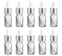 IMIKEYA Lot de 10 Flacons Compte-Gouttes 5 Ml Transparents Anneau Argenté et Embout Blanc Bouteilles D’Essence Réutilisables et Portables pour Huiles Essentielles et Voyages