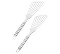 IMIKEYA Lot de 2 Spatules en Acier Inoxydable Ajourées Cuisine, Pelle à Wok Pratique et Spatule Métallique Robuste, Accessoires pour Friture, Barbecue et Cuisine en Plein Air