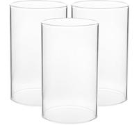 IMIKEYA Lot de 3 cylindres en verre sans fond de 6 cm de diamètre - Lot de 3 photophores sans fond - Photophore en verre transparent pour bougies, intérieur et extérieur, hauteur 15 cm