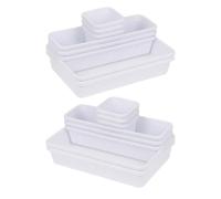 IMIKEYA Organisateur de Tiroir Modulable 16 Pièces en Plastique Blanc 24x16x9 Cm, Boîte de Rangement Carrée pour Cosmétiques et Bureau, Organiseur Maquillage Polyvalent pour Salle de Bain