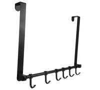 IMIKEYA Patère de Porte sans Perçage Noir en Alliage D'aluminium 6 Crochets Porte Manteau Moderne et Minimaliste, pour Économiser de L'espace la Pièce
