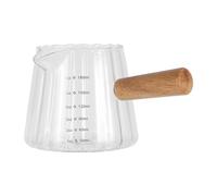 IMIKEYA Pichet à Lait en Verre Anse en Bois 180ml, Tasse à Mesurer Élégante et Facile à Nettoyer, pour Bartending et Restaurants Couleur Aléatoire
