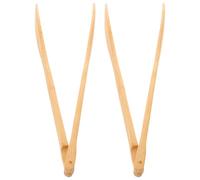 IMIKEYA Pinces à Toast Design Antidérapant Naturel Réutilisables en Bambou Lot de 2 pour Servir Salade et Bacon Cuisine