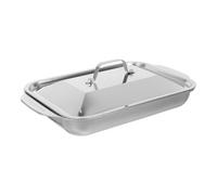 IMIKEYA Plat à Rôtir Poêle Profonde Rectangulaire Couvercle en Acier Inoxydable Plateau Résistant pour Cuisson la Maison pour Four Cuisine Intérieure