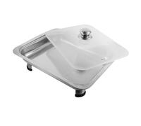 IMIKEYA Plateau de Service Inoxydable Rectangulaire avec Amovibles et Couvercle Étanche Plateau Buffet Stable pour Poisson et Plats Grandes Portions