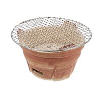 IMIKEYA Poêle à griller Mini en Terre Cuite Marron avec Plateau de Cuisson au Charbon de Bois Léger et Compact pour Activités en Plein Air et Jardin, 1Set Couleur Aléatoire