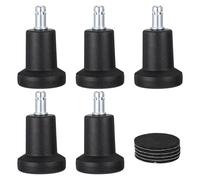 IMIKEYA Roulettes de Chaise Pratiques 1 Set en Plastique et Métal, Lot de 5 Pièces Fixes Noires pour Fauteuil à Roues Fixes, Clips à Ressort pour Chaise D'ordinateur au Bureau