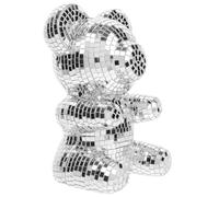 IMIKEYA Sculpture Ours Miroir Disco Réfléchissant Décoration Boule Disco Argentée Petit Modèle pour Soirées Mariages et Fêtes