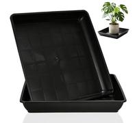 IMIKEYA Soucoupe Carrée 40x40 en PP Noir, Lot de 2pcs, Plateau de Drainage pour Plantes D'extérieur Design Pratique et Résistant la Déformation, pour Jardin