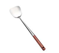 IMIKEYA Spatule Cuisine à Manche en Bois Lame en Acier Inoxydable Argenté, Facile à Nettoyer Ranger, Friture la Maison
