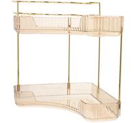 IMIKEYA Support de Rangement Élégant Double Étage en Métal et Pet Organisateur d'angle pour Organiser Cosmétiques et Accessoires pour Salle de Bain pour Comptoir