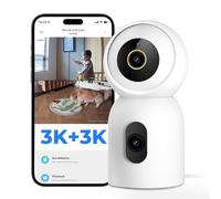 IMILAB 3K+3K Caméra Intérieure Double Objectif, Surveillance 360° pour Bébé, Animaux & Maison, sans Abonnement, Compatible Xiaomi Home App, Audio Bidirectionnel, Stockage Local (C30 Dual)