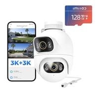 IMILAB EC6 Dual 5MP+5MP Caméra avec Carte MicroSD 128 Go, sans Abonnement, Enregistrement Local 24/7, Double Objectif 3K+3K, Surveillance Extérieure, Rotation 360°