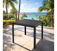 Imitation bois Table de jardin Outdoor Table de salle à manger aluminium noir 80x80cm