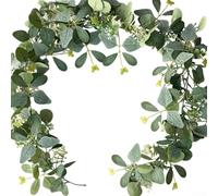 Imitation rotin eucalyptus pour tige 180 cm Feuilles réalistes simulées | Feuillage vert réaliste, matériau plastique, forme pliable, suspension murale, décoration d'arche