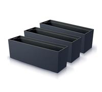 IMJ-Global - 3 Jardiniere Exterieur Grande Taille 77x23,5x24,6cm, Pot de Fleur 40 litres (Insert de 27 litres) Bac a Fleurs Exterieur Intérieur en Plastique Résistant aux Intempéries (Noir)