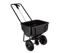 IMJ-Global Distributeur d'engrais rotatif de 28 litres, grandes roues en caoutchouc, levier de réglage du dosage