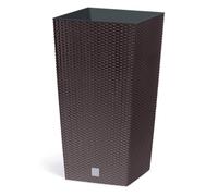 IMJ-Global DRTS H37,6 Pot de fleurs Simil rotin d'intérieur extérieur carré haut marron 11,4 litres 20 x 20 x 37,6 cm design moderne en plastique de balcon