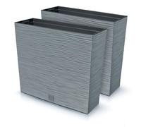 IMJ-Global Furu Case Lot de 2 pots à fleurs rectangulaires en plastique, 58 x 18 x 49,8 cm, pour intérieur extérieur, gris, 44 litres, design moderne