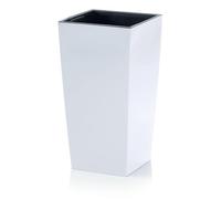 IMJ-Global Jardinière pour plantes Fleurs DURS Grande H61 Lisse pour intérieur extérieur Carré haut blanc 49 litres 32,5 x 32,5 x 61 cm design moderne en plastique de balcon