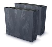 IMJ-Global - Pot de Fleur Interieur Exterieur Beton Effect (58x18x 49,8 cm - 44 litres) Bac Plastique Rectangulaire pour Plante. Pots de Fleurs pour Décorer la Maison ou être Exposé à l'Extérieur