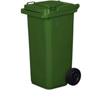 IMJ-Global - Poubelle Exterieur 120l Plastique PN-EN 840, Bac Conteneur pour Déchets et Recyclage avec Roues et Système d'Attelage Mécanique, pour les Activités Commerciales (Vert)