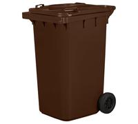 IMJ-Global - Poubelle Exterieur 240l Plastique PN-EN 840, Bac Conteneur pour Déchets et Recyclage avec Roues et Système d'Attelage Mécanique, pour les Activités Commerciales (Marron)