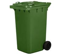 IMJ-Global - Poubelle Exterieur 240l Plastique PN-EN 840, Bac Conteneur pour Déchets et Recyclage avec Roues et Système d'Attelage Mécanique, pour les Activités Commerciales (Vert)