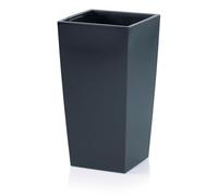 IMJ-Global Vase Jardinière pour plantes Fleurs DURS H42,1 Lisse pour intérieur extérieur Carré haut noir 16,3 litres 22,5 x 22,5 x 42,1 cm design moderne en plastique de balcon gris anthracite