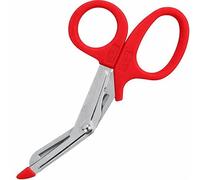IMKRC Ciseaux multi-usage 19 cm, lame crantée, inox, Rouge