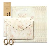 IMLDUY Ensemble de Papier à Lettre avec Enveloppe, Motif Fleurs et Lianes Vintage, Set de Correspondance pour Mariage, Invitations et Lettres d'Amour, Papier à Lettres Élégant pour Écriture