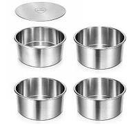 immer Lot de 4 Mini Moules à Gâteaux Inox avec Fond Amovible, 11 cm Ø × 5 cm H, sans Revêtement sans PFAS en Acier Inox 18/8 Compatible Lave-vaisselle