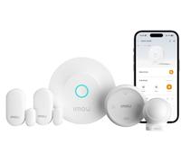 Imou Kit d'Alarme Maison 5 Pièces，Système de Sécurité Complet | Sirène/Projecteur 100 DB, 1 Passerelle, 1 Télécommandes, 2 Capteurs Porte/Fenêtre, 1 Détecteurs de Mouvement