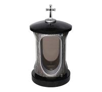 Impala Lanterne funéraire en granit noir avec socle élégante en granit Impala Noir Hauteur 28 cm Diamètre 15 cm
